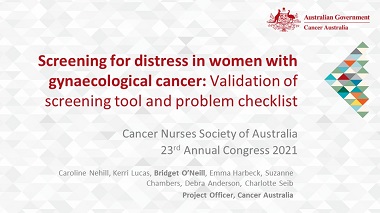 Screening for Distress in Women with Gynaecological Cancer: Validation of Screening Tool and problem checklist.