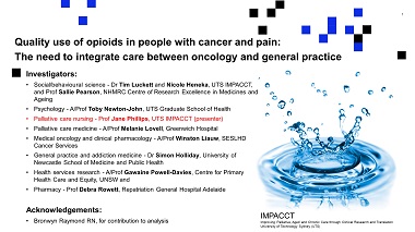 Quality use of opioids in people with cancer and pain: The need to integrate care between oncology and general practice
